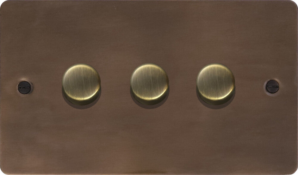 Flat Medium Bronze 3 Gang LED Dimmer