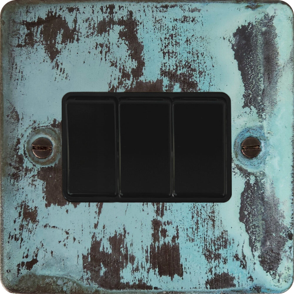 Flat Verdigris 3 Gang Switch
