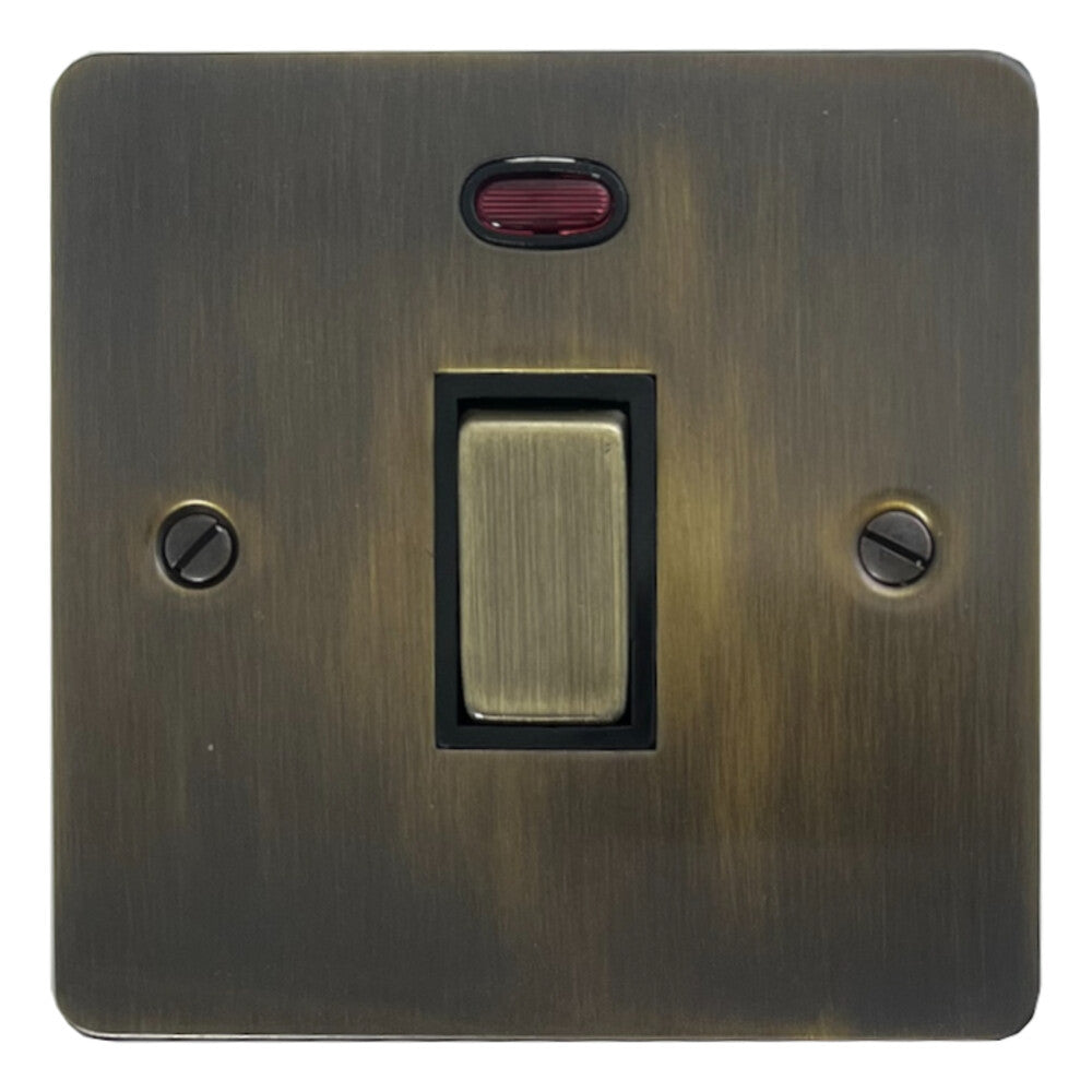 Flat Antique Brass 20 Amp DP Switch (Brass Switch)