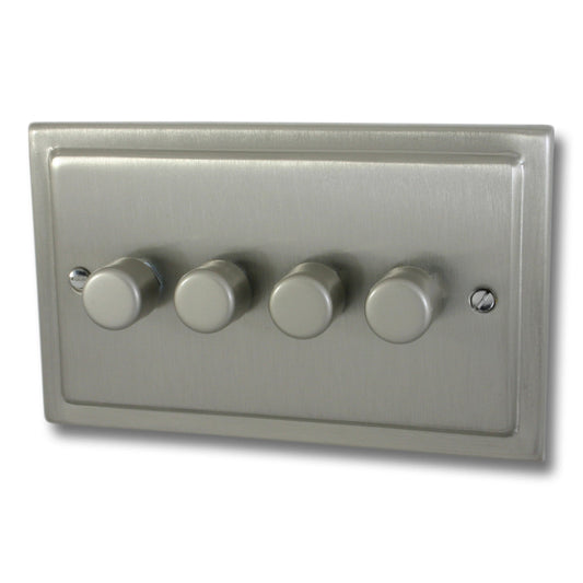 Victorian Satin Nickel 4 Gang 120W LED Dimmer
