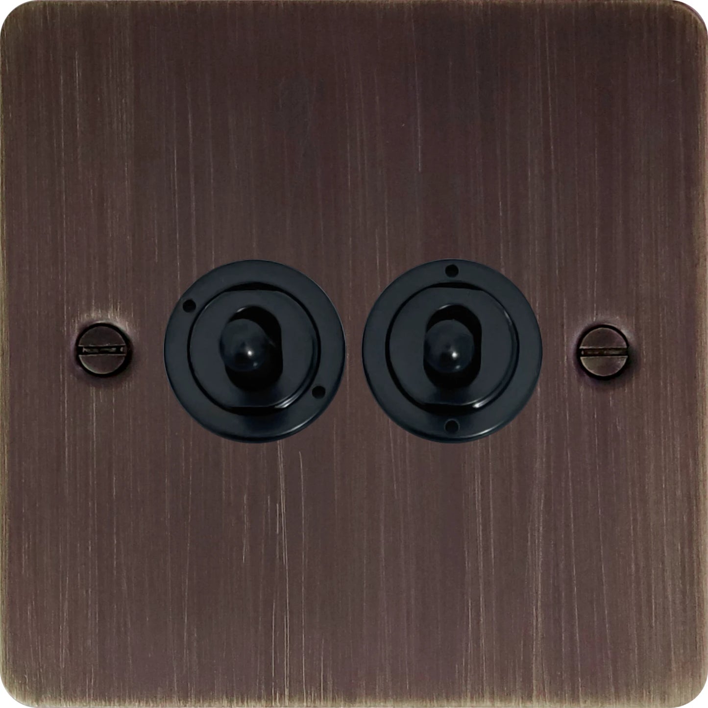 Flat Antique Copper 2 Gang Toggle (Flat Black Toggle)