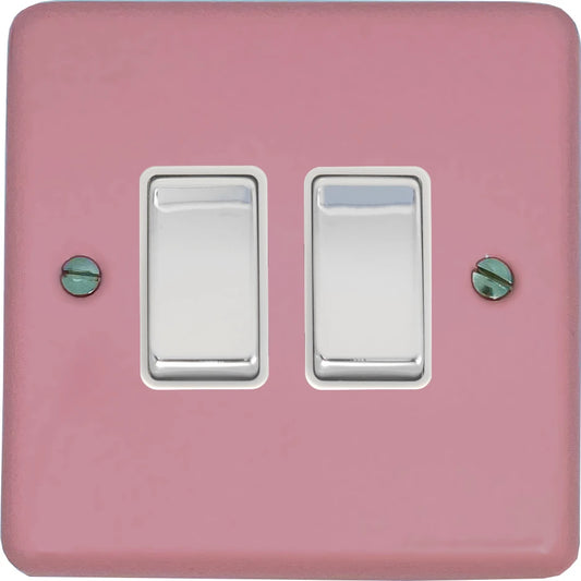 Contour Pink 2 Gang 2 Way Switch