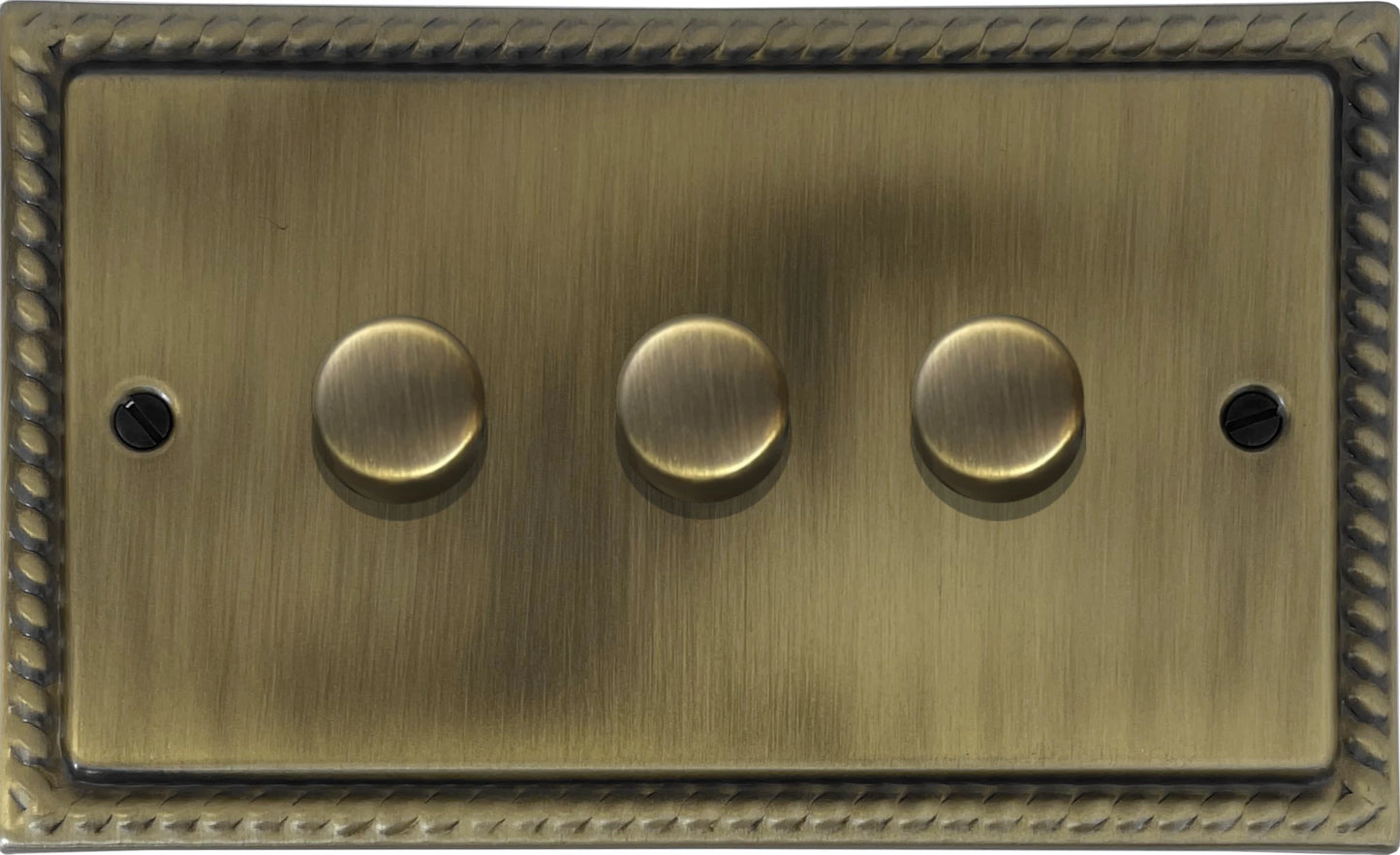 Georgian Light Antique Brass 3 Gang LED Dimmer