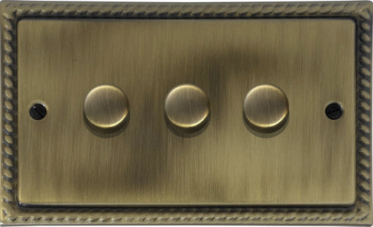 Georgian Light Antique Brass 3 Gang LED Dimmer
