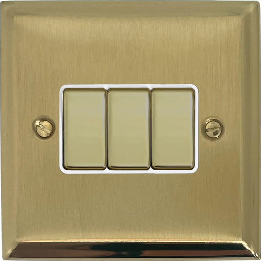 Deco Satin Brass 3 Gang Switch