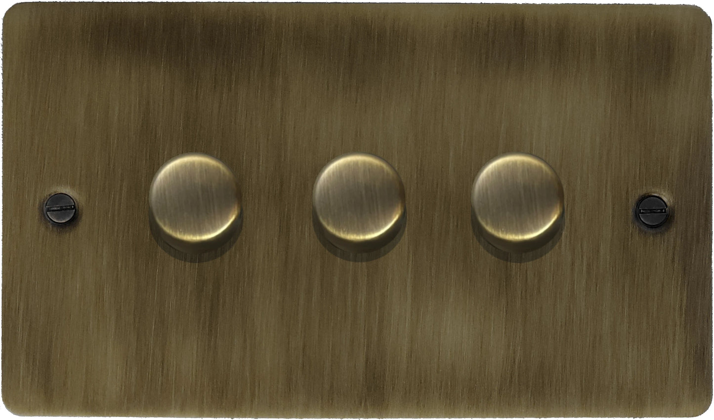 Flat Antique Brass 3 Gang LED Dimmer
