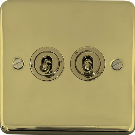 Contour Polished Brass 2  Gang Toggle Switch
