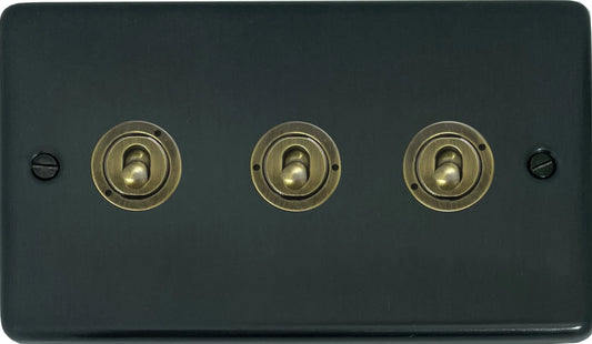 Contour Black Bronze 3 Gang 2 Way Toggle