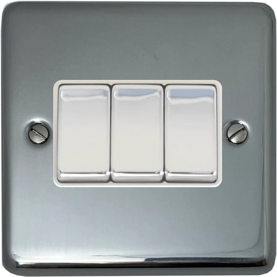 Contour Polished Steel 3  Gang 2 Way Switch