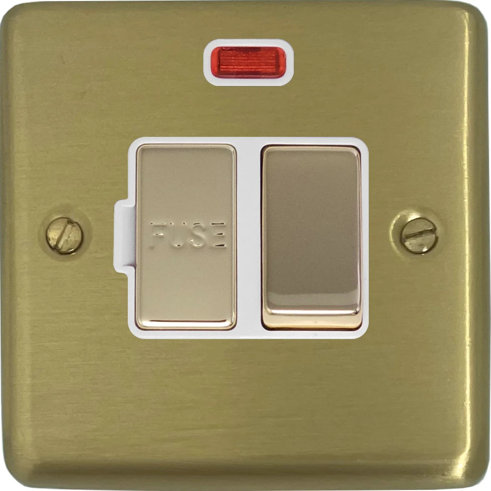 Contour Satin Brass Switch Fused Spur & Neon