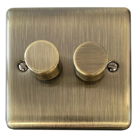 Basics Antique Brass 2 Gang LED Dimmer