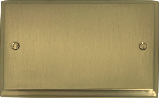 Deco Satin Brass 2 Gang Blank