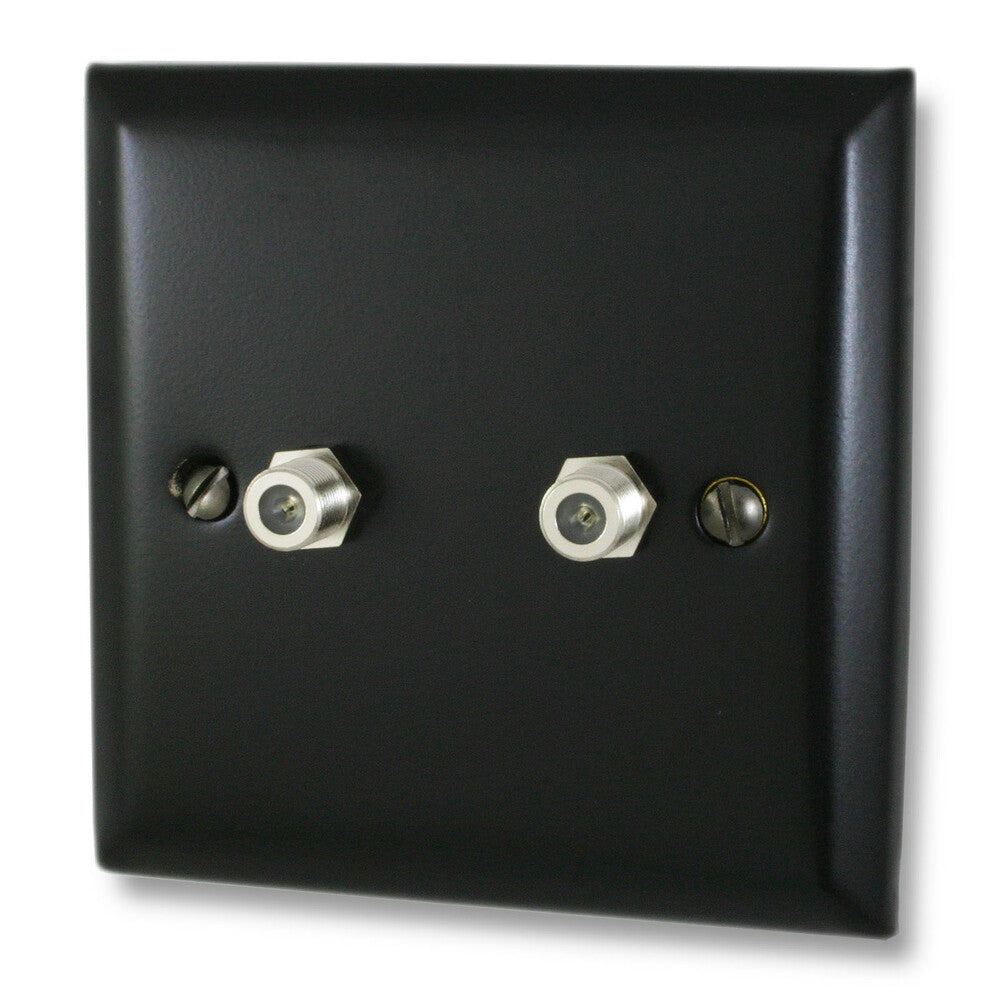 Spectrum Flat Black  2 Gang Satellite Point
