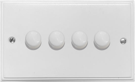 Victorian Flat White 4 Gang LED Dimmer