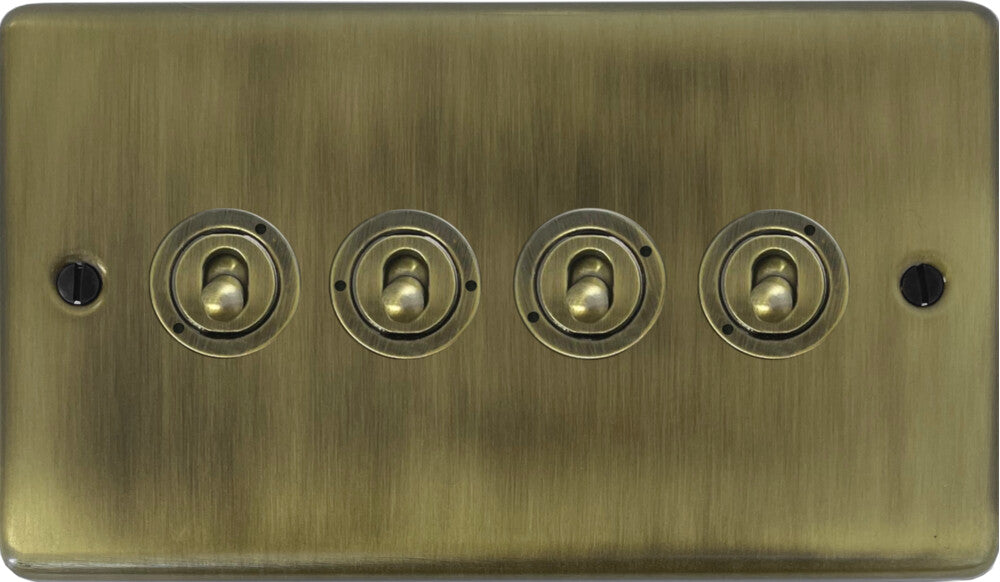 Contour Light Antique Brass 4 Gang Toggle Switch