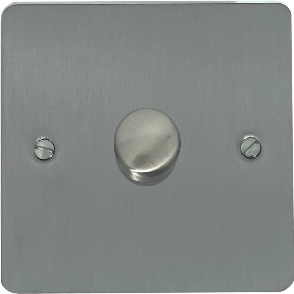 Flat Brushed Steel 1 Gang LED Dimmer