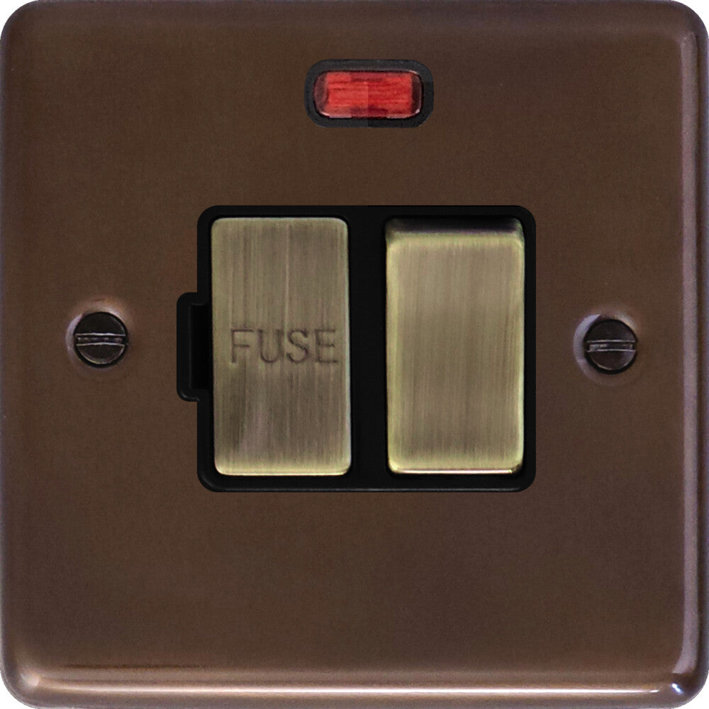 Contour Medium Bronze Switched Fuse Spur with Neon (Antique Brass Switch)