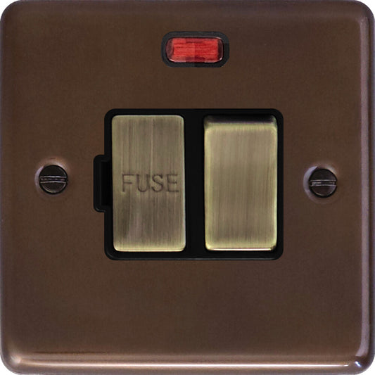 Contour Medium Bronze Switched Fuse Spur with Neon (Antique Brass Switch)