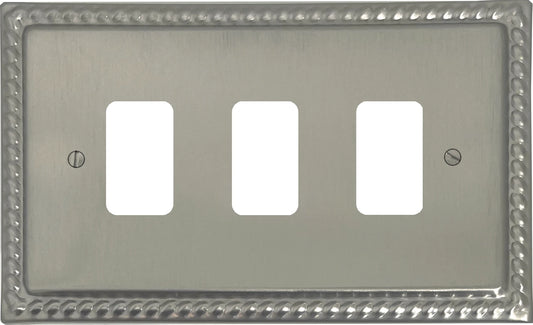 Georgian Satin Nickel 3 Gang Grid Plate