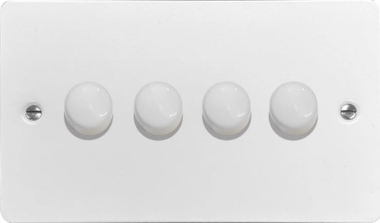 Flat White 4 Gang 120W LED Dimmer