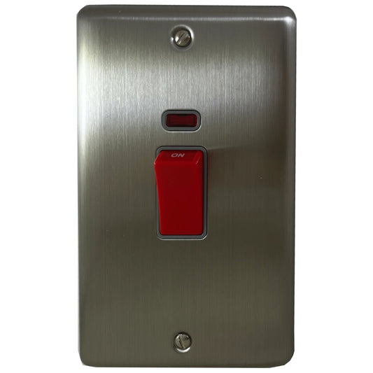 Basics Brushed Steel 45 Amp Switch (Vertical Plate)