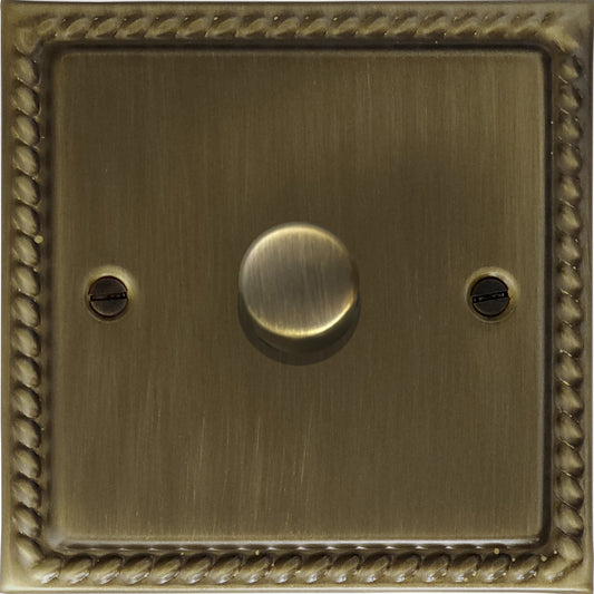 Georgian Antique Brass 1 Gang LED Dimmer
