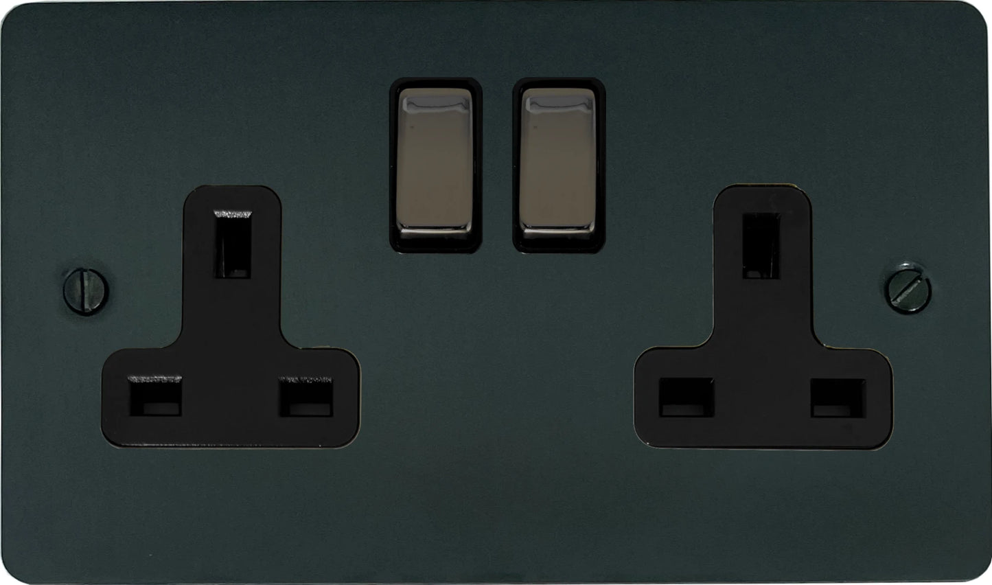 Flat  Black Bronze  2 Gang Socket