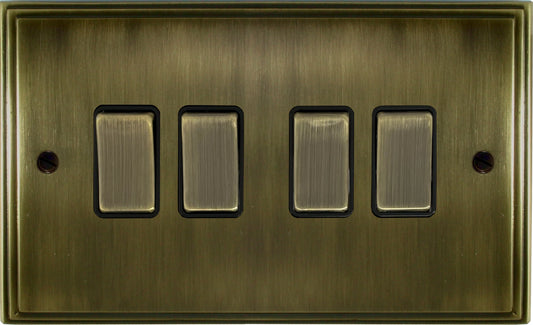 Victorian Antique Brass 4 Gang (Brass Switches)