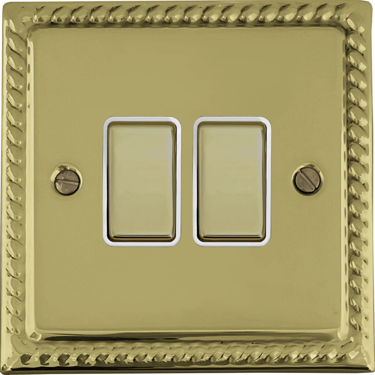 Georgian Polished Brass 2 Gang 2 Way Switch