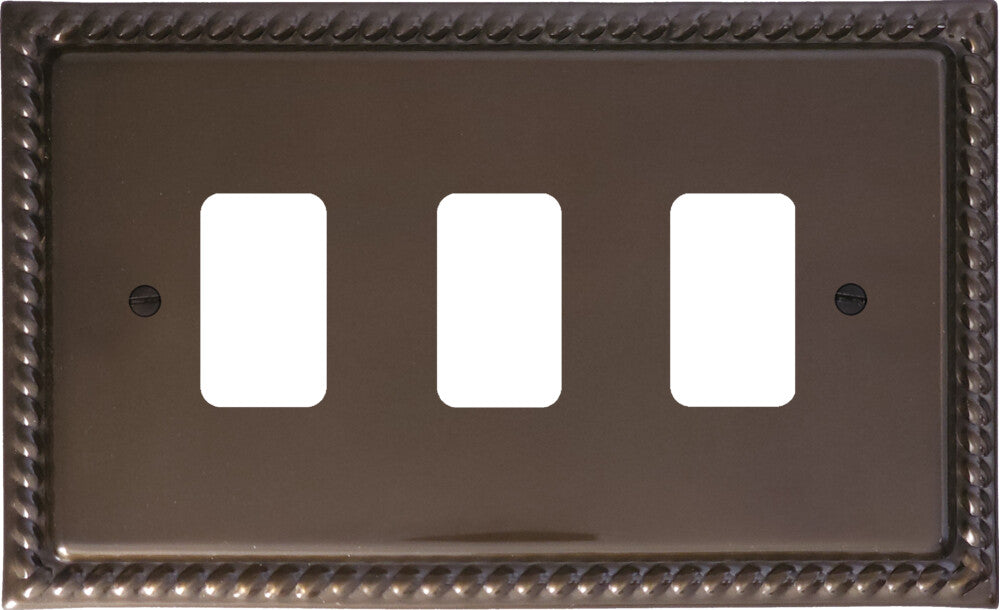 Georgian Medium Bronze 3 Gang Grid Plate