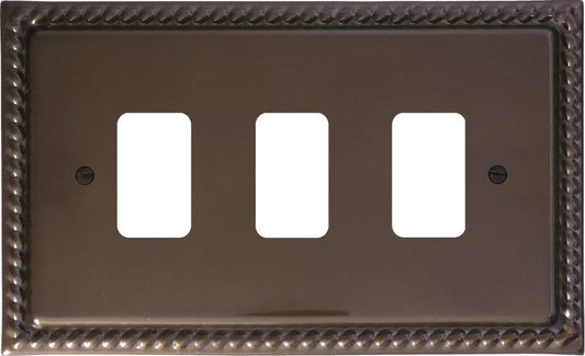 Georgian Medium Bronze 3 Gang Grid Plate