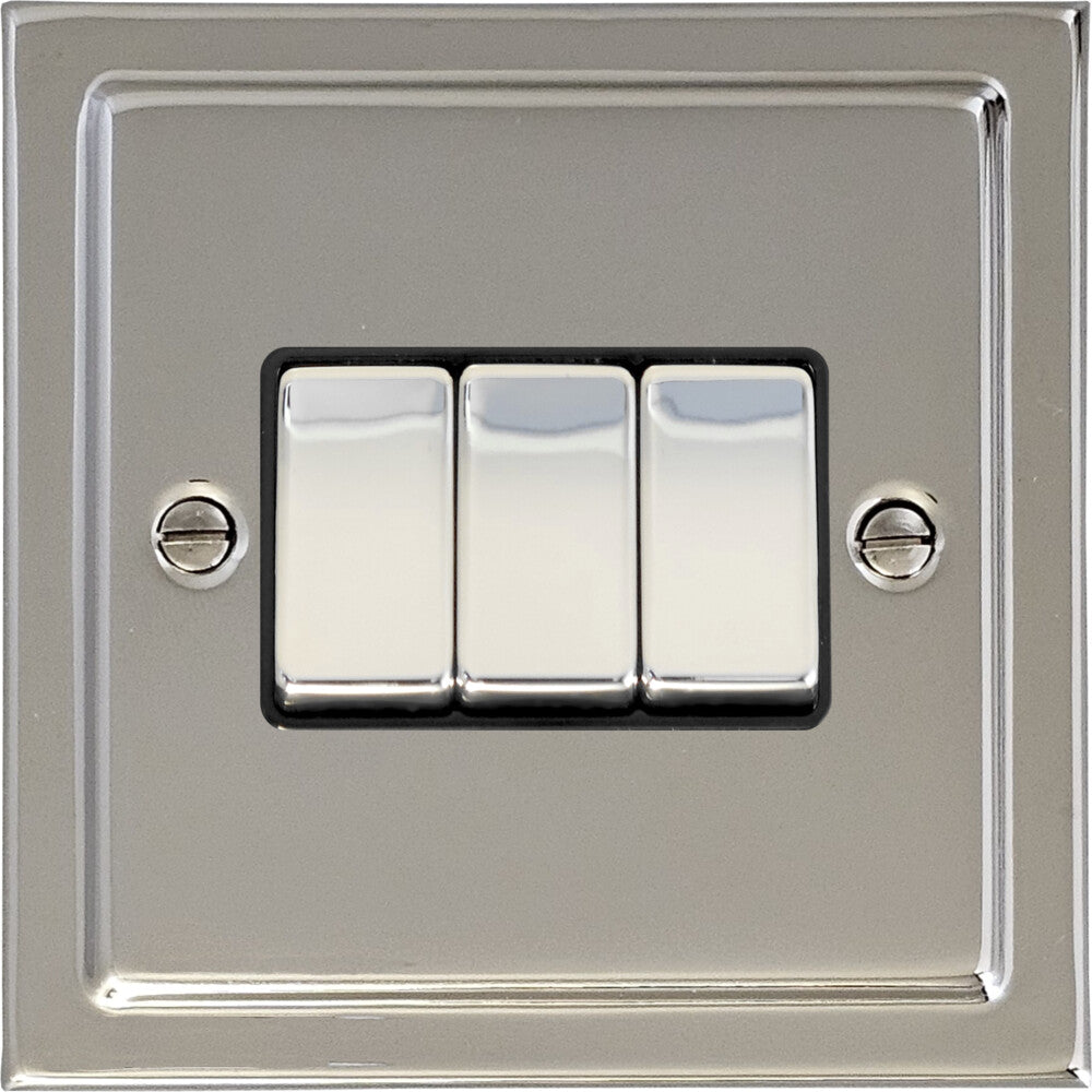 Victorian Polished Nickel 3 Gang 2 Way Switch