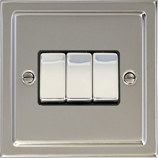 Victorian Polished Nickel 3 Gang 2 Way Switch