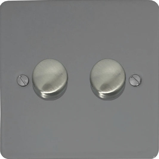 Flat Light Grey 2 Gang LED Dimmer