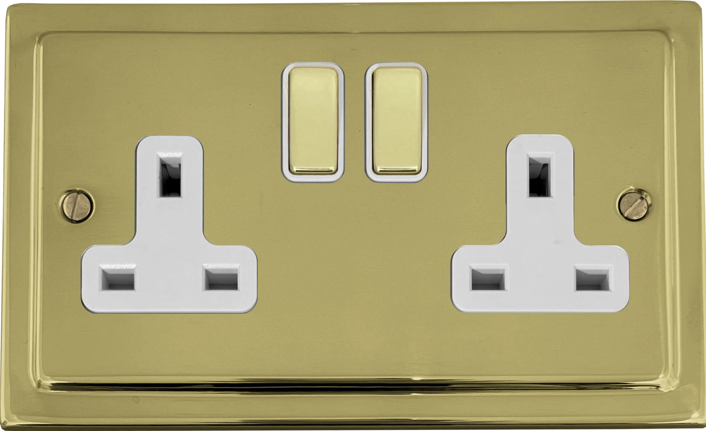 Victorian  Polished Brass  2 Gang Socket