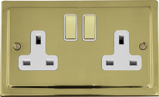 Victorian  Polished Brass  2 Gang Socket