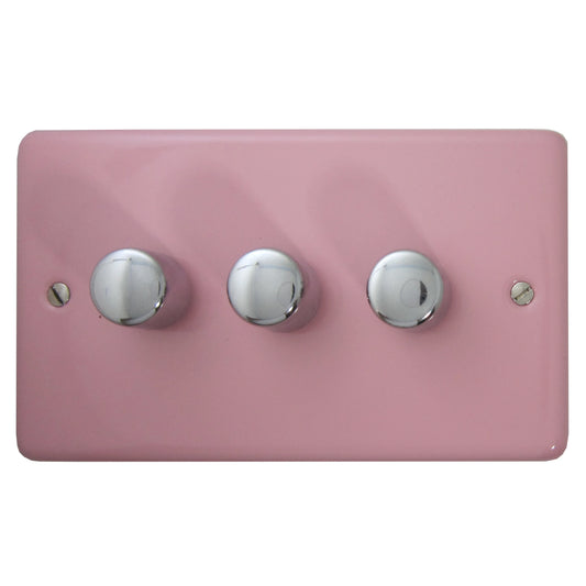 Contour Pink 3 Gang LED Dimmer - Contour range electrical dimmer