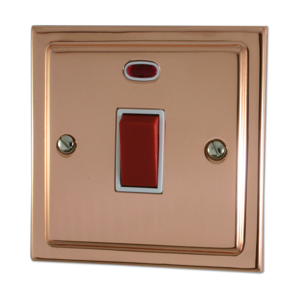 Victorian Polished Copper 45 Amp Dp Switch & Neon