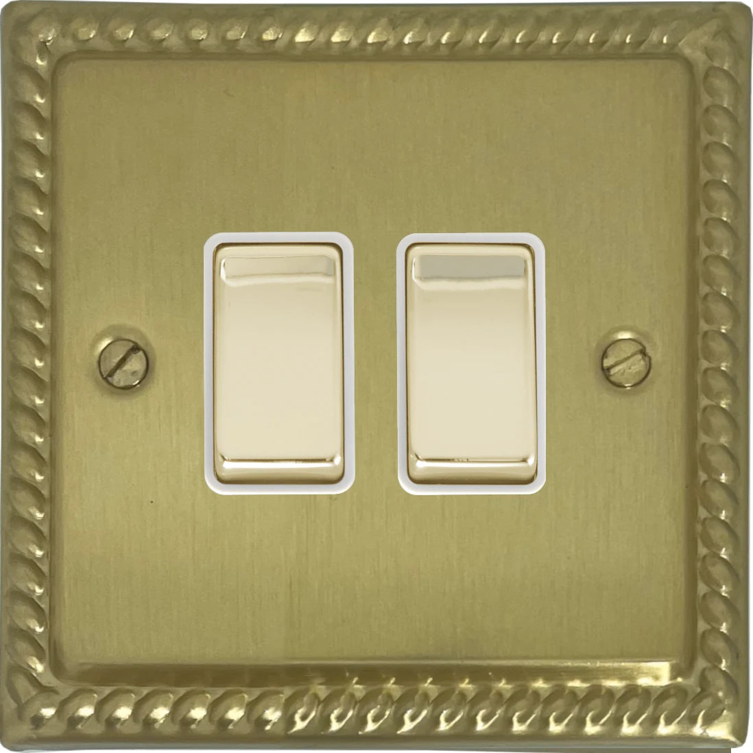 Georgian Satin Brass 2 Gang Switch