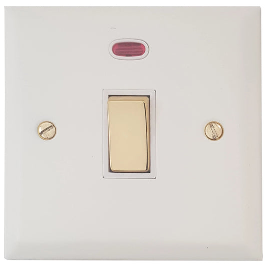 Spectrum Flat White 20A Dp Switch + Neon