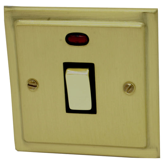 Victorian Satin Brass 20 Amp Dp Switch & Neon
