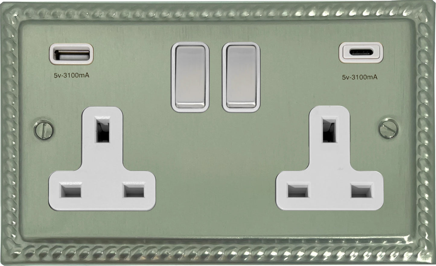 Monarch Satin Nickel 2 Gang USBC Socket