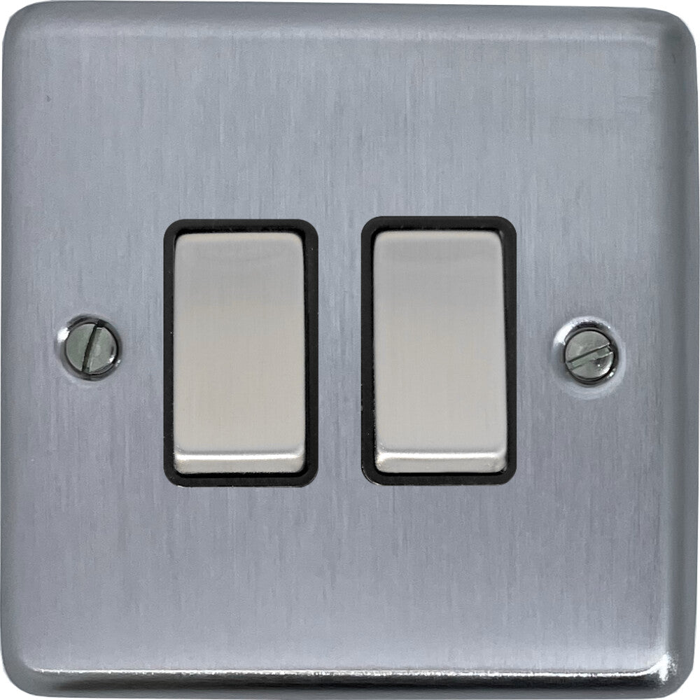 Contour Satin Chrome 2 Gang Switch
