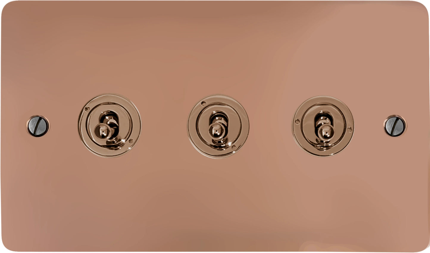 Flat Bright Copper 3 Gang Toggle