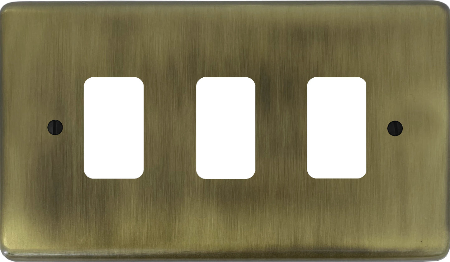 Contour Light Antique Brass 3 Gang Grid Plate