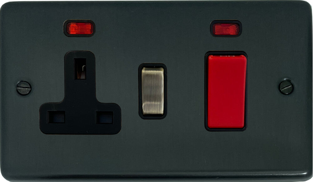 Contour Black Bronze Cooker Socket (Black Insert/Antique Brass Switch)