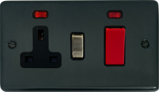 Contour Black Bronze Cooker Socket (Black Insert/Antique Brass Switch)