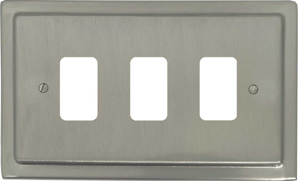 Victorian Satin Nickel 3 Gang Grid Plate