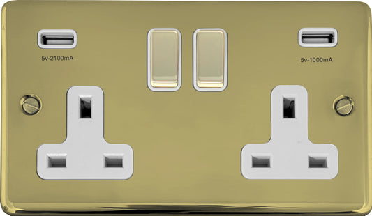 Contour Polished Brass 2 Gang Usb Socket
