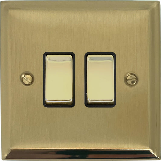 Deco Satin Brass 2 Gang Switch